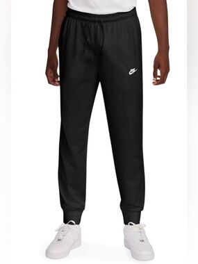 Nike Black Men's Athletic Drawstring Jogger Pants with Logo and Pockets - Large